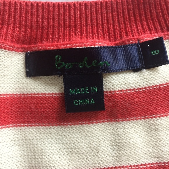BODEN Asymmetrical Striped Cotton Sweater size 8 - Picture 4 of 9